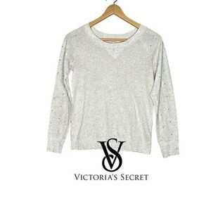Victoria Secret Womens Long Sleeve Grey Jeweled Shirt Size XS